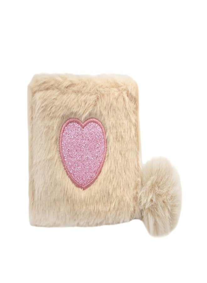 QFSH Coin Purse Credit Card Holder Furry Wallets Cute Wallet for Girls Zipper Coin Purse for Women Mini Coin Pouches with Plush Ball Pendant Wallet (Rice white) - Image 1